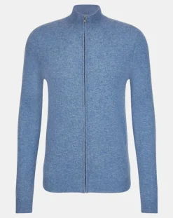 Homme Galeries Lafayette Gilet 100% Cachemire Zip Uni Nachgil bleu chiné