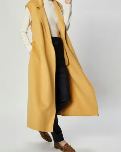 Lou Andrea Gilet 100% Laine Louanne sans manches ocre