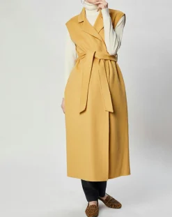 Lou Andrea Gilet 100% Laine Louanne sans manches ocre