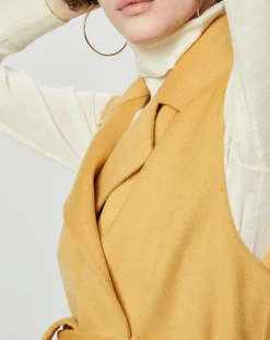 Lou Andrea Gilet 100% Laine Louanne sans manches ocre