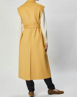 Lou Andrea Gilet 100% Laine Louanne sans manches ocre