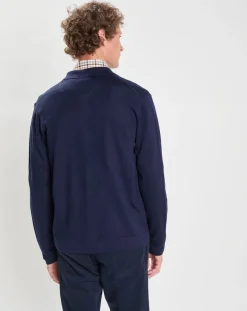 Homme Hackett London Gilet 100% Laine Mérinos façon veste bleu marine