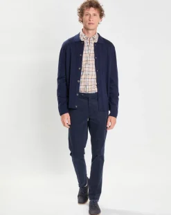 Homme Hackett London Gilet 100% Laine Mérinos façon veste bleu marine