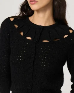 Femme Manoush Gilet ajouré Pointelle noir