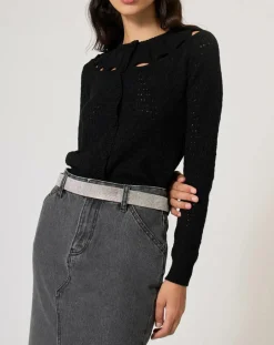 Femme Manoush Gilet ajouré Pointelle noir