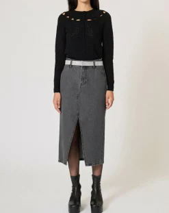 Femme Manoush Gilet ajouré Pointelle noir