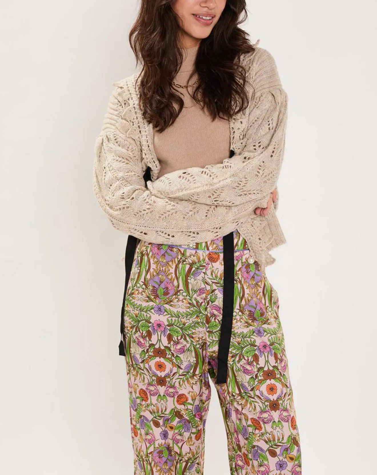 New Manoush Gilet ajouré Vintage beige