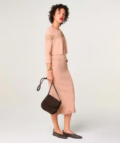 Femme Rodier Gilet Albertine col rond rose poudre