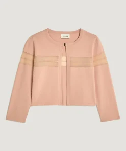 Femme Rodier Gilet Albertine col rond rose poudre