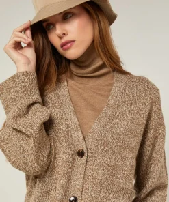 Femme Rodier Gilet Alegria col V chiné marron