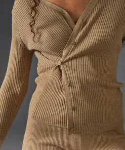 Femme Rodier Gilet Alexane 100% laine cache-coeur marron chamois