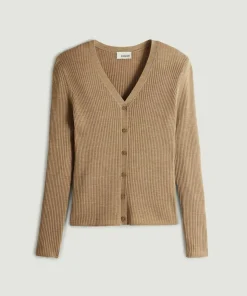 Femme Rodier Gilet Alexane 100% laine cache-coeur marron chamois