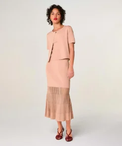 Femme Rodier Gilet Allison col rond rose poudre