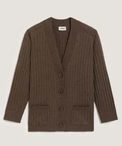 Clearance Rodier Gilet Anjelica en côtes marron havane