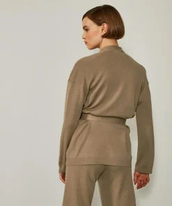 Femme Rodier Gilet Anna ceinture amovible marron camel