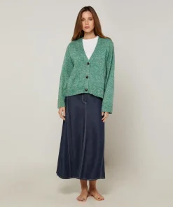 Femme Rodier Gilet Brenda col V chiné vert