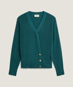 Clearance Rodier Gilet Carmen 100% laine cache-coeur boutons bleu pétrole