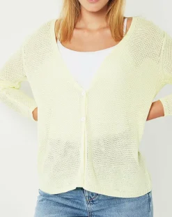 Femme Cuisse de Grenouille Gilet Casta jaune