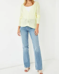 Femme Cuisse de Grenouille Gilet Casta jaune