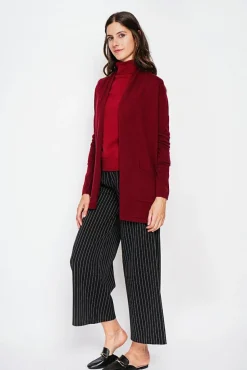 Femme C&Jo Gilet col châle bordeaux