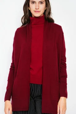 Femme C&Jo Gilet col châle bordeaux