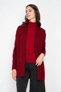 Femme C&Jo Gilet col châle bordeaux