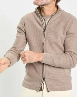 Outlet Hackett London Gilet col montant zippé beige