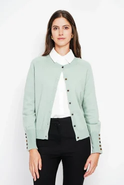 Femme Assuili Gilet col ras du cou jade