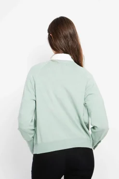 Femme Assuili Gilet col ras du cou jade