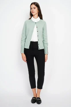 Femme Assuili Gilet col ras du cou jade