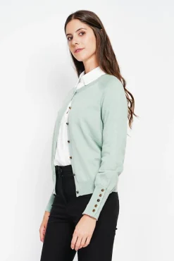 Femme Assuili Gilet col ras du cou jade