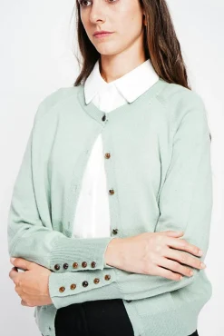 Femme Assuili Gilet col ras du cou jade