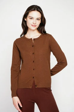 Femme C&Jo Gilet col ras du cou marron