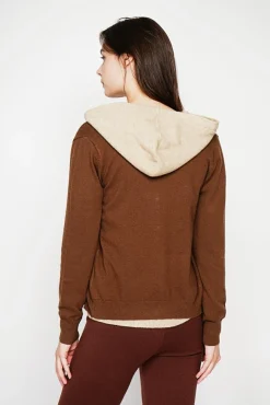 Femme C&Jo Gilet col ras du cou marron