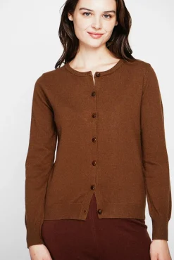 Femme C&Jo Gilet col ras du cou marron