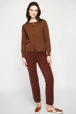 Femme C&Jo Gilet col ras du cou marron