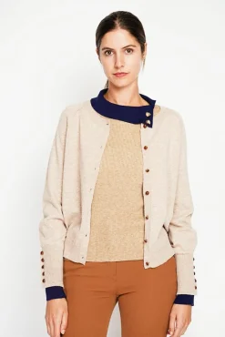 Femme Assuili Gilet col ras du cou nougat