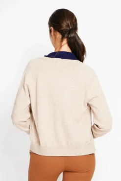 Femme Assuili Gilet col ras du cou nougat