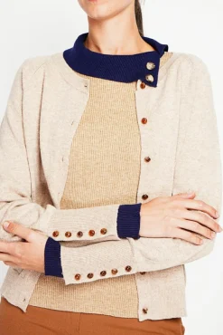 Femme Assuili Gilet col ras du cou nougat