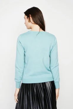 Clearance C&Jo Gilet col ras du cou turquoise