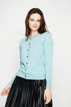 Clearance C&Jo Gilet col ras du cou turquoise