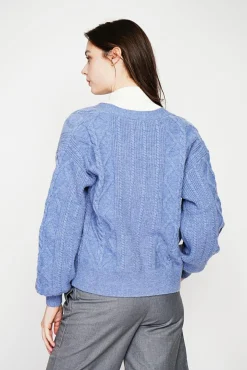 Best C&Jo Gilet col v bleu gris