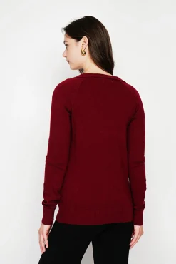 New C&Jo Gilet col v boutonné bordeaux