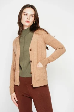 Outlet C&Jo Gilet col v boutonné camel