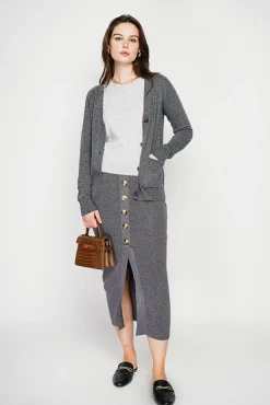 New C&Jo Gilet col v boutonné loup