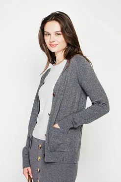 New C&Jo Gilet col v boutonné loup