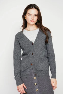 New C&Jo Gilet col v boutonné loup