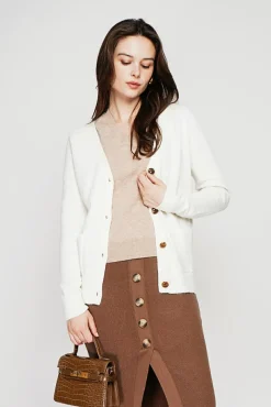 Femme C&Jo Gilet col v boutonné naturel