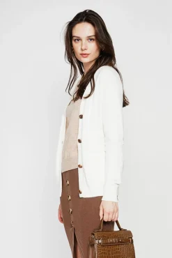 Femme C&Jo Gilet col v boutonné naturel