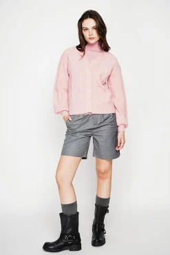 Femme C&Jo Gilet col v rose poudré